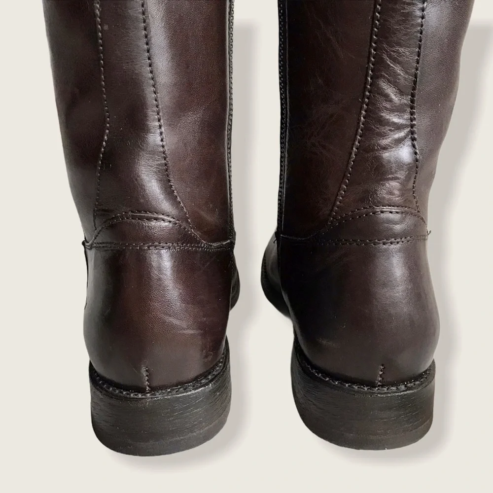 $399 Frye Jayden Button KneeHigh Brown Leather Equestrian Riding Cottoncore Boot